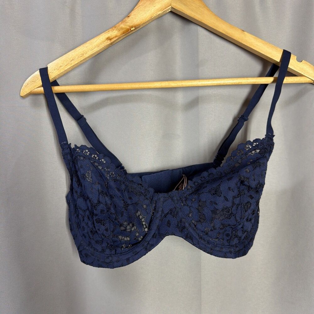 Victoria's Secret Bra 34DD Navy Blue Unlined Demi Bra Wired